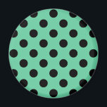 Schwarze Polka Punkte auf Minzgrün Magnet<br><div class="desc">Schwarze Polka Punkte auf Minzgrün</div>