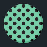 Schwarze Polka Punkte auf Minzgrün Magnet<br><div class="desc">Schwarze Polka Punkte auf Minzgrün</div>