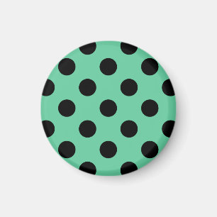 Schwarze Polka Punkte auf Minzgrün Magnet