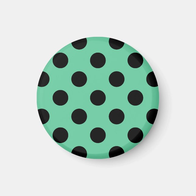 Schwarze Polka Punkte auf Minzgrün Magnet (Vorne)