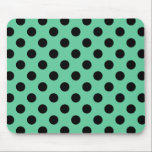 Schwarze Polka Punkte auf Minzgrün Mousepad<br><div class="desc">Schwarze Polka Punkte auf Minzgrün</div>