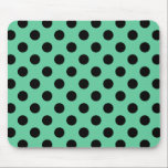 Schwarze Polka Punkte auf Minzgrün Mousepad<br><div class="desc">Schwarze Polka Punkte auf Minzgrün</div>