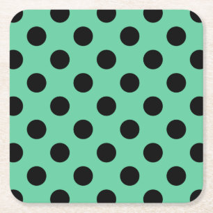 Schwarze Polka Punkte auf Minzgrün Rechteckiger Pappuntersetzer