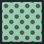 Schwarze Polka Punkte auf Minzgrün Steinuntersetzer<br><div class="desc">Schwarze Polka Punkte auf Minzgrün</div>