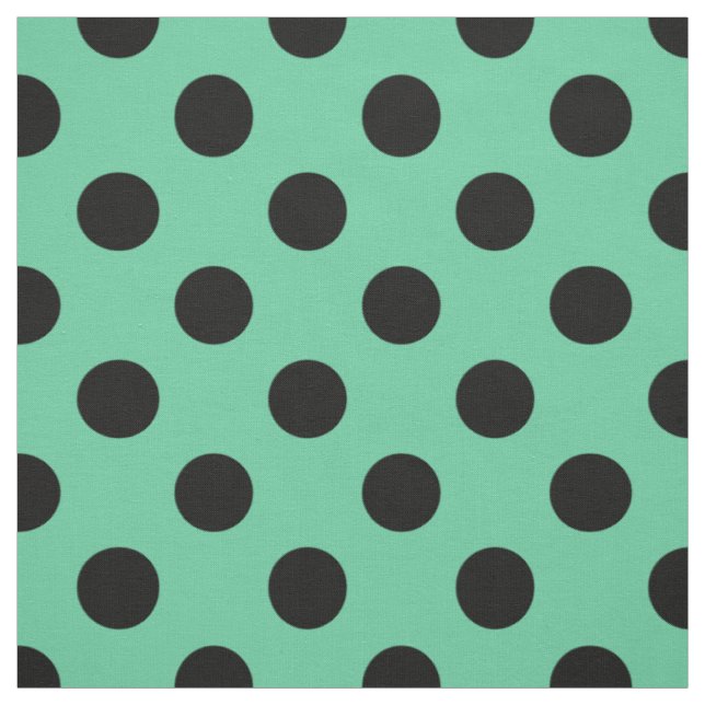 Schwarze Polka Punkte auf Minzgrün Stoff (Muster)