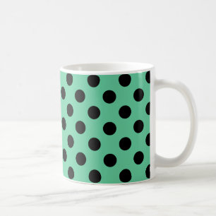 Schwarze Polka Punkte auf Minzgrün Tasse
