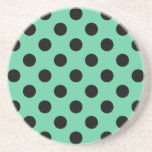 Schwarze Polka Punkte auf Minzgrün Untersetzer<br><div class="desc">Schwarze Polka Punkte auf Minzgrün</div>