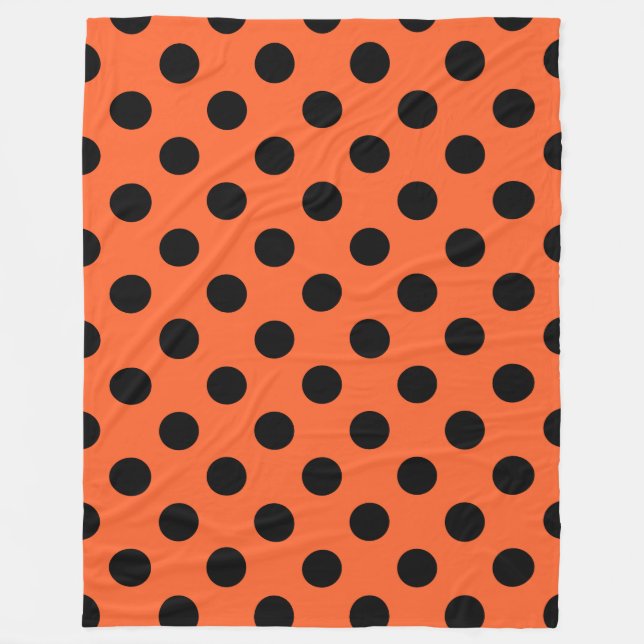 Schwarze Polka-Punkte auf Orange Fleecedecke (Vorderseite)