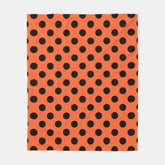 Schwarze Polka-Punkte auf Orange Fleecedecke (Vorderseite)
