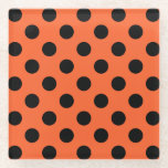 Schwarze Polka-Punkte auf Orange Glasuntersetzer<br><div class="desc">Schwarze Polka-Punkte auf Orange</div>