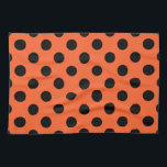 Schwarze Polka-Punkte auf Orange Küchentuch<br><div class="desc">Schwarze Polka-Punkte auf Orange</div>