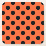 Schwarze Polka-Punkte auf Orange Rechteckiger Pappuntersetzer<br><div class="desc">Schwarze Polka-Punkte auf Orange</div>