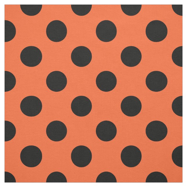 Schwarze Polka-Punkte auf Orange Stoff (Muster)