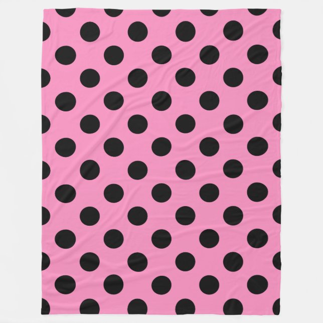 Schwarze Polka-Punkte auf Rosa Fleecedecke (Vorderseite)
