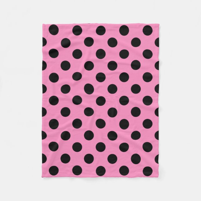 Schwarze Polka-Punkte auf Rosa Fleecedecke (Vorderseite)