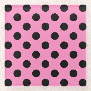 Schwarze Polka-Punkte auf Rosa Glasuntersetzer