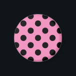 Schwarze Polka-Punkte auf Rosa Magnet<br><div class="desc">Schwarze Polka-Punkte auf Rosa</div>