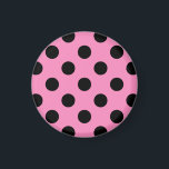 Schwarze Polka-Punkte auf Rosa Magnet<br><div class="desc">Schwarze Polka-Punkte auf Rosa</div>