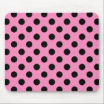 Schwarze Polka-Punkte auf Rosa Mousepad<br><div class="desc">Schwarze Polka-Punkte auf Rosa</div>