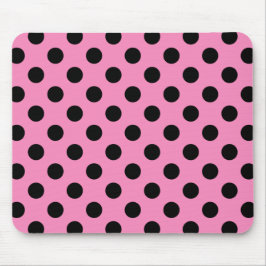 Schwarze Polka-Punkte auf Rosa Mousepad