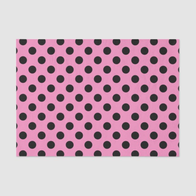 Schwarze Polka-Punkte auf Rosa Seidenpapier (Vorderseite)