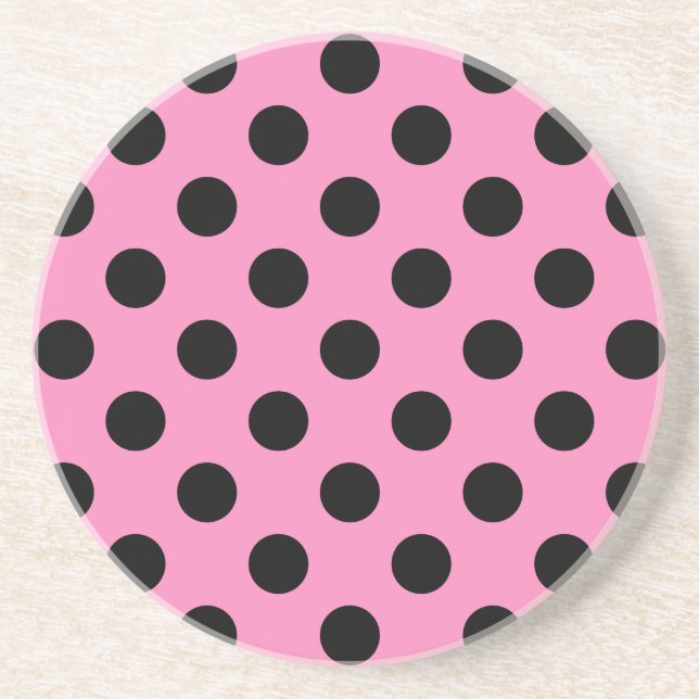 Schwarze Polka-Punkte auf Rosa Untersetzer (Vorne)