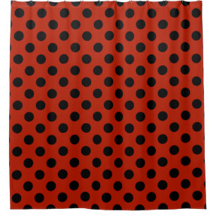 Schwarze Polka Punkte auf rot Duschvorhang