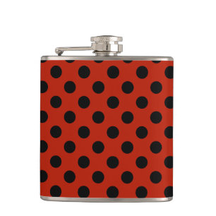 Schwarze Polka Punkte auf rot Flachmann