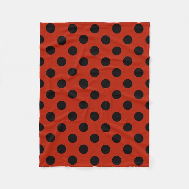 Schwarze Polka Punkte auf rot Fleecedecke (Vorderseite)
