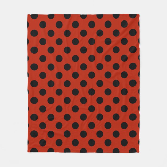Schwarze Polka Punkte auf rot Fleecedecke (Vorderseite)