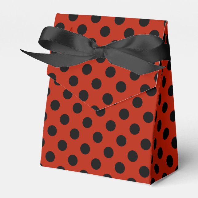 Schwarze Polka Punkte auf rot Geschenkschachtel (Vorderseite)