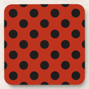 Schwarze Polka Punkte auf rot Getränkeuntersetzer