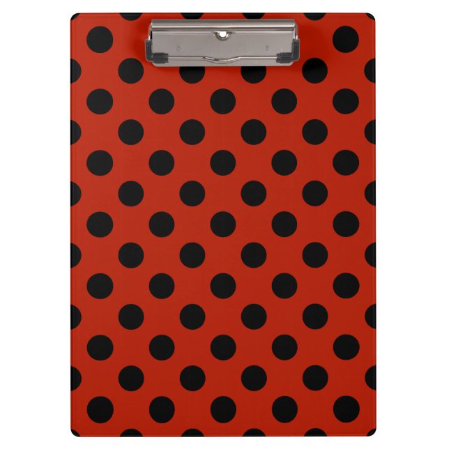 Schwarze Polka Punkte auf rot Klemmbrett (Vorderseite)