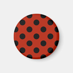 Schwarze Polka Punkte auf rot Magnet