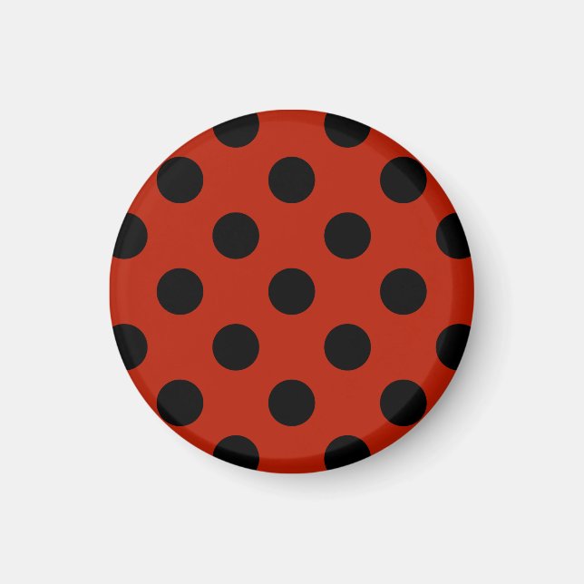 Schwarze Polka Punkte auf rot Magnet (Vorne)