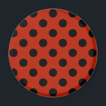 Schwarze Polka Punkte auf rot Magnet<br><div class="desc">Schwarze Polka Punkte auf rot</div>