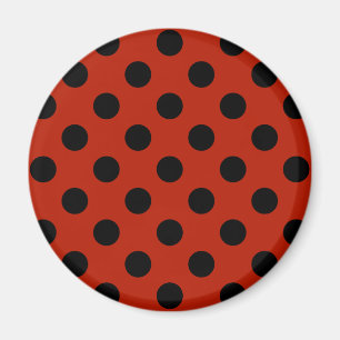 Schwarze Polka Punkte auf rot Magnet