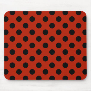 Schwarze Polka Punkte auf rot Mousepad