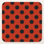 Schwarze Polka Punkte auf rot Rechteckiger Pappuntersetzer<br><div class="desc">Schwarze Polka Punkte auf rot</div>
