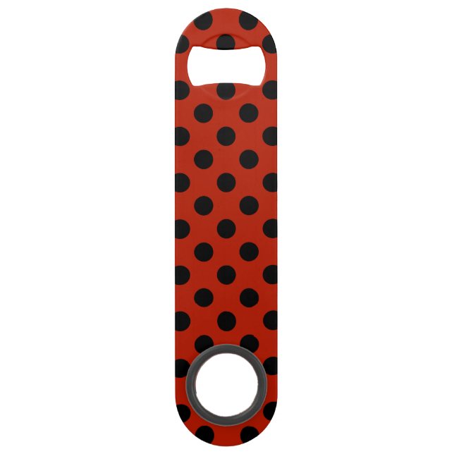 Schwarze Polka Punkte auf rot Speedflaschenöffner (Vorderseite)