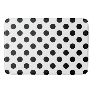 Schwarze Polka Punkte auf weiß Badematte