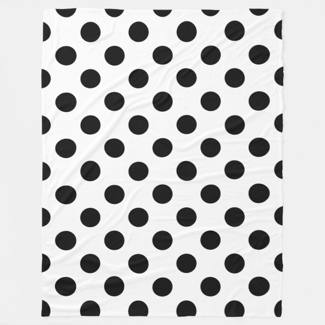 Schwarze Polka Punkte auf weiß Fleecedecke (Vorderseite)