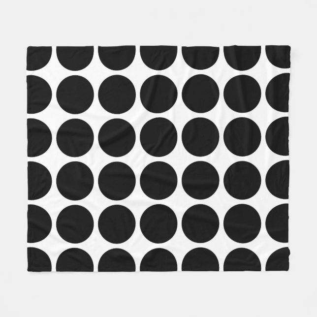 Schwarze Polka Punkte auf Weiß Fleecedecke (Vorderseite (Horizontal))