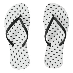 Schwarze Polka Punkte auf Weiß Flip Flops