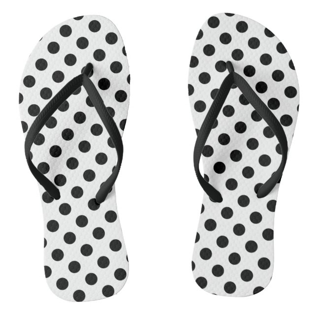 Schwarze Polka Punkte auf weiß Flip Flops (Fußbett)