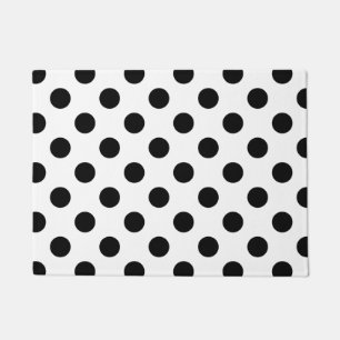 Schwarze Polka Punkte auf weiß Fußmatte