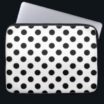 Schwarze Polka Punkte auf weiß Laptopschutzhülle<br><div class="desc">Schwarze Polka Punkte auf weiß</div>