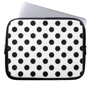 Schwarze Polka Punkte auf weiß Laptopschutzhülle