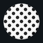 Schwarze Polka Punkte auf weiß Magnet<br><div class="desc">Schwarze Polka Punkte auf weiß</div>