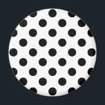 Schwarze Polka Punkte auf weiß Magnet<br><div class="desc">Schwarze Polka Punkte auf weiß</div>